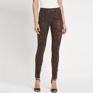 Paige Hoxton Ultra Skinny Coated Brown Snake Print Jeans Size 25